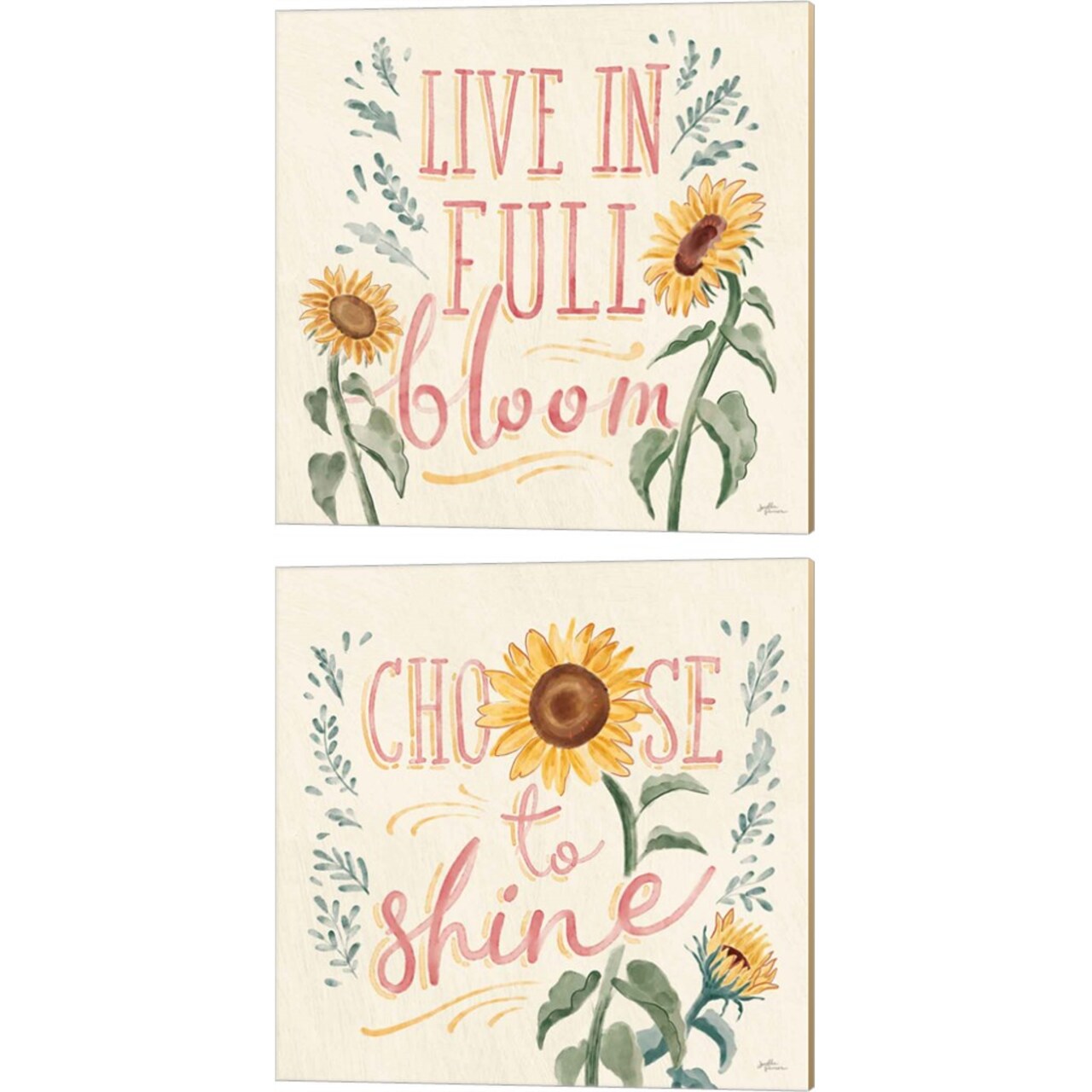 Sunflower Season Bright C by Janelle Penner 14" x 14" Canvas Wall Art (Set of 2)